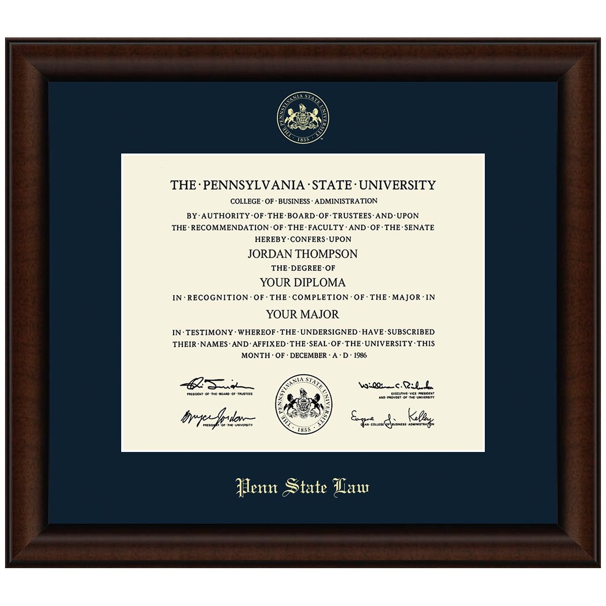 #120 Diploma Frame Penn State Law Lenox (Walnut)